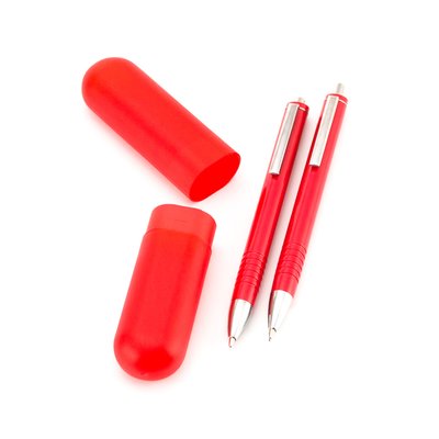 Bolígrafo y portaminas con estuche de color a juego