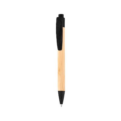 Bolígrafo de PP, Bambú y Fibra Trigo Negro