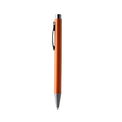 Bolígrafo pulsador de acabado metálico Naranja Tinta Azul