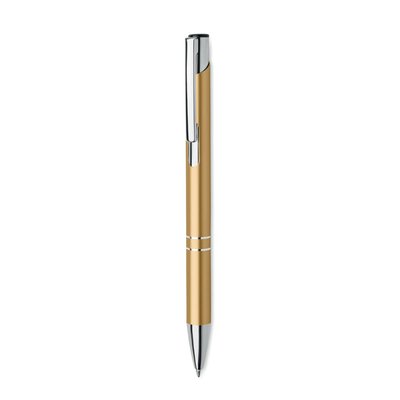 Bolígrafo Pulsador Aluminio Tinta Azul Oro