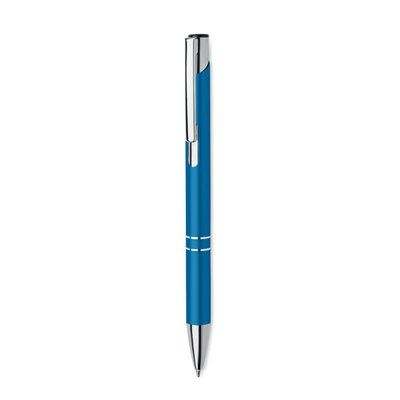 Bolígrafo Pulsador Aluminio Tinta Azul Turquesa