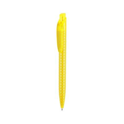 Bolígrafo pulsador con amplio clip y diseño de rombos Amarillo