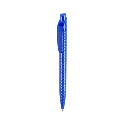 Bolígrafo pulsador con amplio clip y diseño de rombos Azul