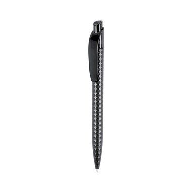 Bolígrafo pulsador con amplio clip y diseño de rombos Negro