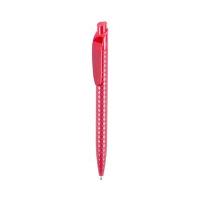 Bolígrafo pulsador con amplio clip y diseño de rombos Rojo