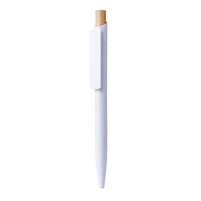 Bolígrafo con pulsador de bambú Blanco