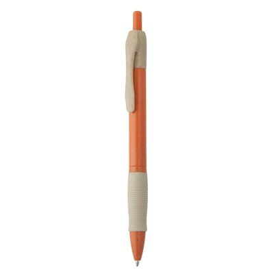 Bolígrafo pulsador de fibra de trigo Naranja Tinta Azul