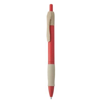 Bolígrafo pulsador de fibra de trigo Rojo Tinta Azul