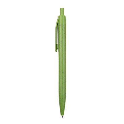 Bolígrafo con pulsador realizado fibra de trigo Verde Oasis Tinta Azul