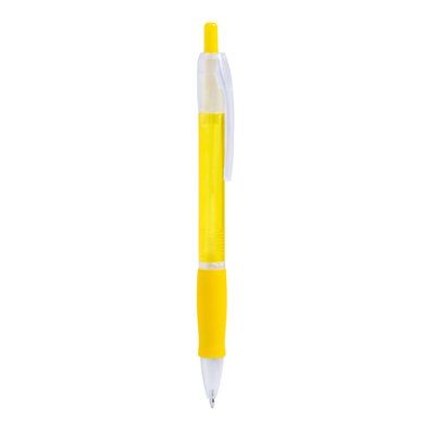 Bolígrafo con pulsador translúcido Amarillo TINTA AZUL