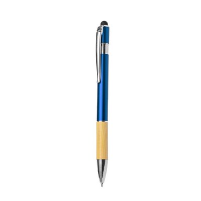 Bolígrafo Puntero Bambú y Aluminio Azul