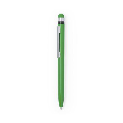 Bolígrafo con puntero y clip plano Verde