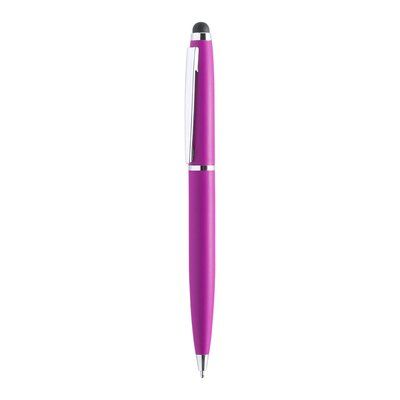Bolígrafo con puntero colores mate y detalles plateados Fucsia
