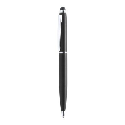 Bolígrafo con puntero colores mate y detalles plateados Negro