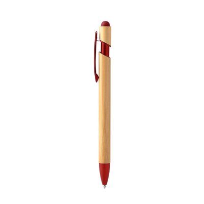 Bolígrafo puntero con cuerpo de bambú Rojo