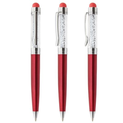 Bolígrafo con Puntero y Elegante Strass Rojo