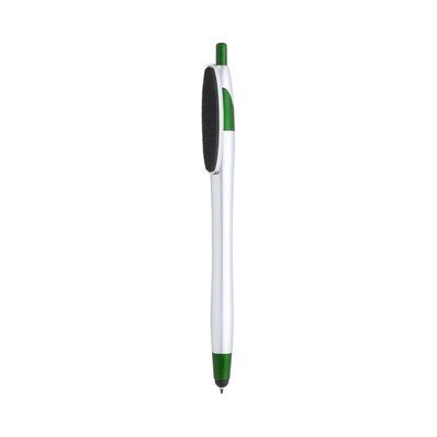 Bolígrafo Puntero con Limpiapantallas Verde