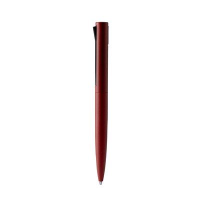 Bolígrafo reciclado con original clip pulsador Rojo Oscuro Tinta Azul