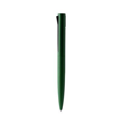 Bolígrafo reciclado con original clip pulsador Verde Oscuro Tinta Azul
