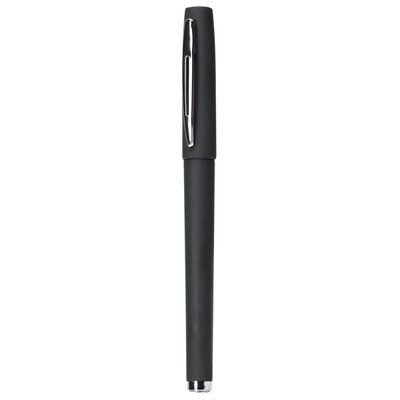 Bolígrafo roller con clip metálico Negro Tinta Azul