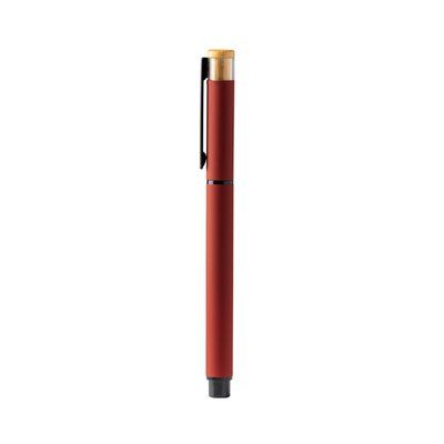 Bolígrafo roller con cuerpo de aluminio Rojo Oscuro Tinta Azul