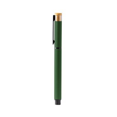 Bolígrafo roller con cuerpo de aluminio Verde Oscuro Tinta Azul