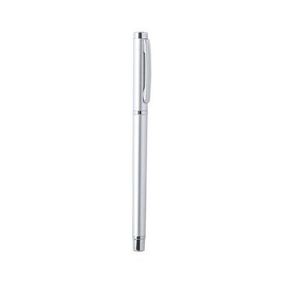 Bolígrafo roller de metal con acabado bicolor elegante Plateado