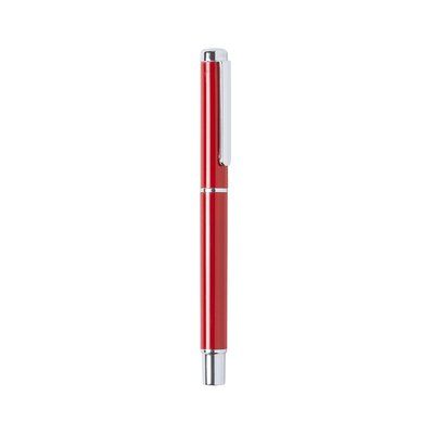 Bolígrafo roller metalizado con tapa Rojo