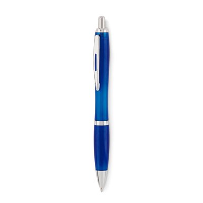 Bolígrafo RPET con Pulsador Azul Transparente
