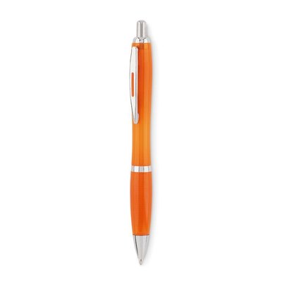 Bolígrafo RPET con Pulsador Naranja Transparente