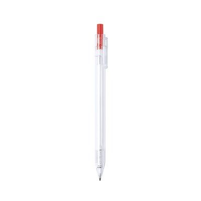 Bolígrafo RPET Translúcido con Pulsador Rojo