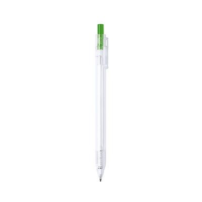 Bolígrafo RPET Translúcido con Pulsador Verde