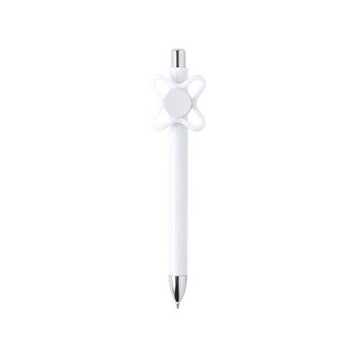Bolígrafo spinner antiestrés con clip esférico para personalización Blanco