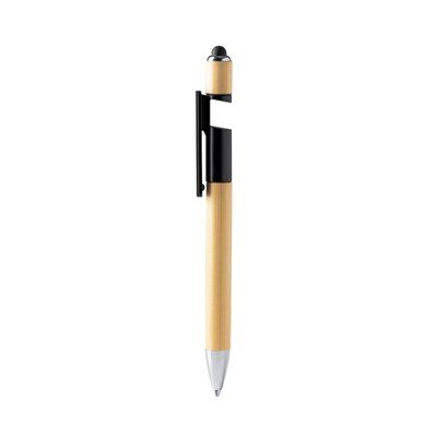 Bolígrafo spinner con soporte para móvil Negro Tinta Azul