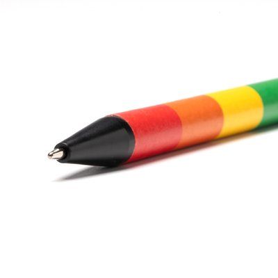 Bolígrafo con tinta azul y pulsador
