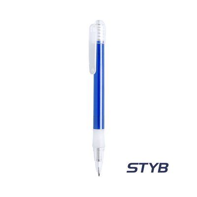 Bolígrafo transparente de colores con cómodo apoyo Azul
