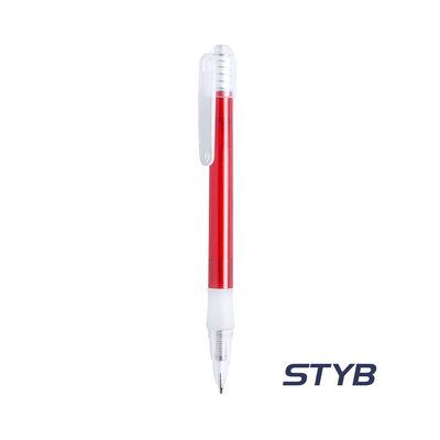 Bolígrafo transparente de colores con cómodo apoyo Rojo