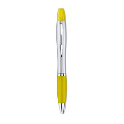 Bolígrafo y marcador con detalles cromados Amarillo