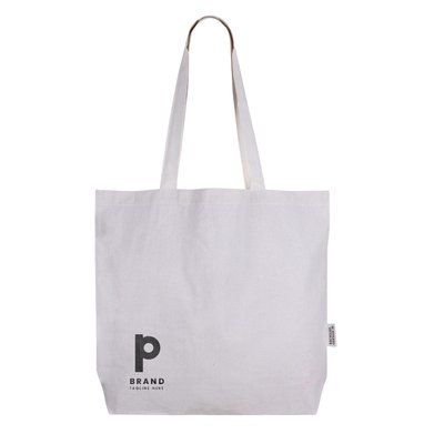 Bolsa de algodón con asas largas y bolsillo interior