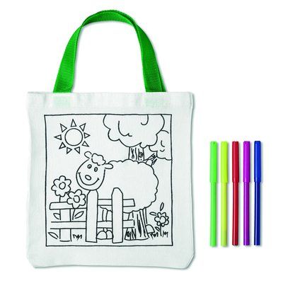 Bolsa de algodón para colorear con 5 bolígrafos