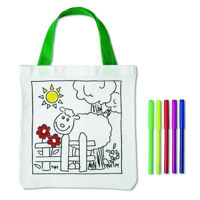 Bolsa de algodón para colorear con 5 bolígrafos