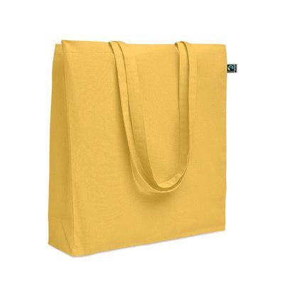 Bolsa de algodón Fairtrade con asas largas 180 gr/m² Amarillo