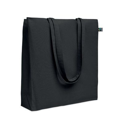 Bolsa de algodón Fairtrade con asas largas 180 gr/m² Negro
