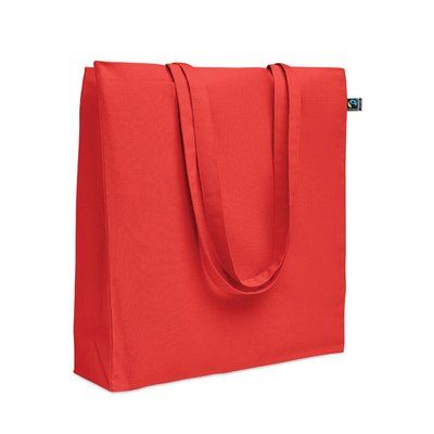 Bolsa de algodón Fairtrade con asas largas 180 gr/m² Rojo