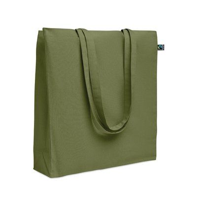 Bolsa de algodón Fairtrade con asas largas 180 gr/m² Verde Oscuro