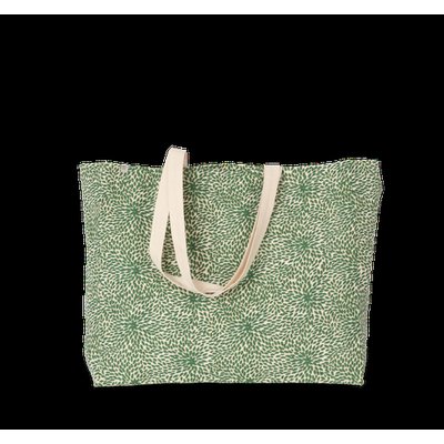 Bolsa de algodón orgánico con asas y fuelle amplio Green leaves / Natural