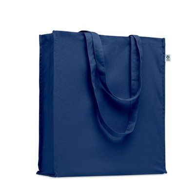 Bolsa Algodón Orgánico con Fuelle Azul