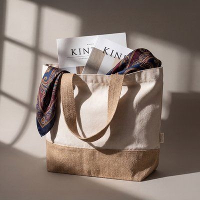 Bolsa de algodón reciclado con base de yute