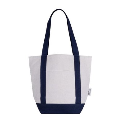 Bolsa de algodón reciclado con bolsillo frontal Azul Marino