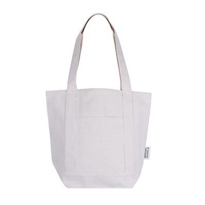Bolsa de algodón reciclado con bolsillo frontal Natural